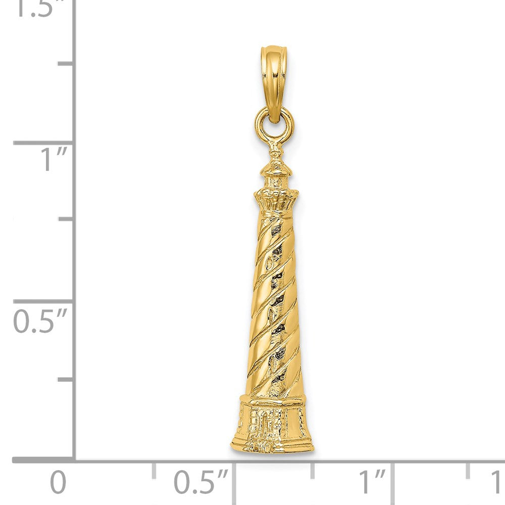 14 Karat Gelbgold Cape-Hatteras-Leuchtturm-Charm 2D