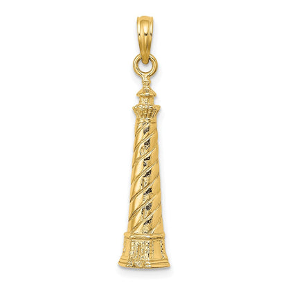 14 Karat Gelbgold Cape-Hatteras-Leuchtturm-Charm 2D