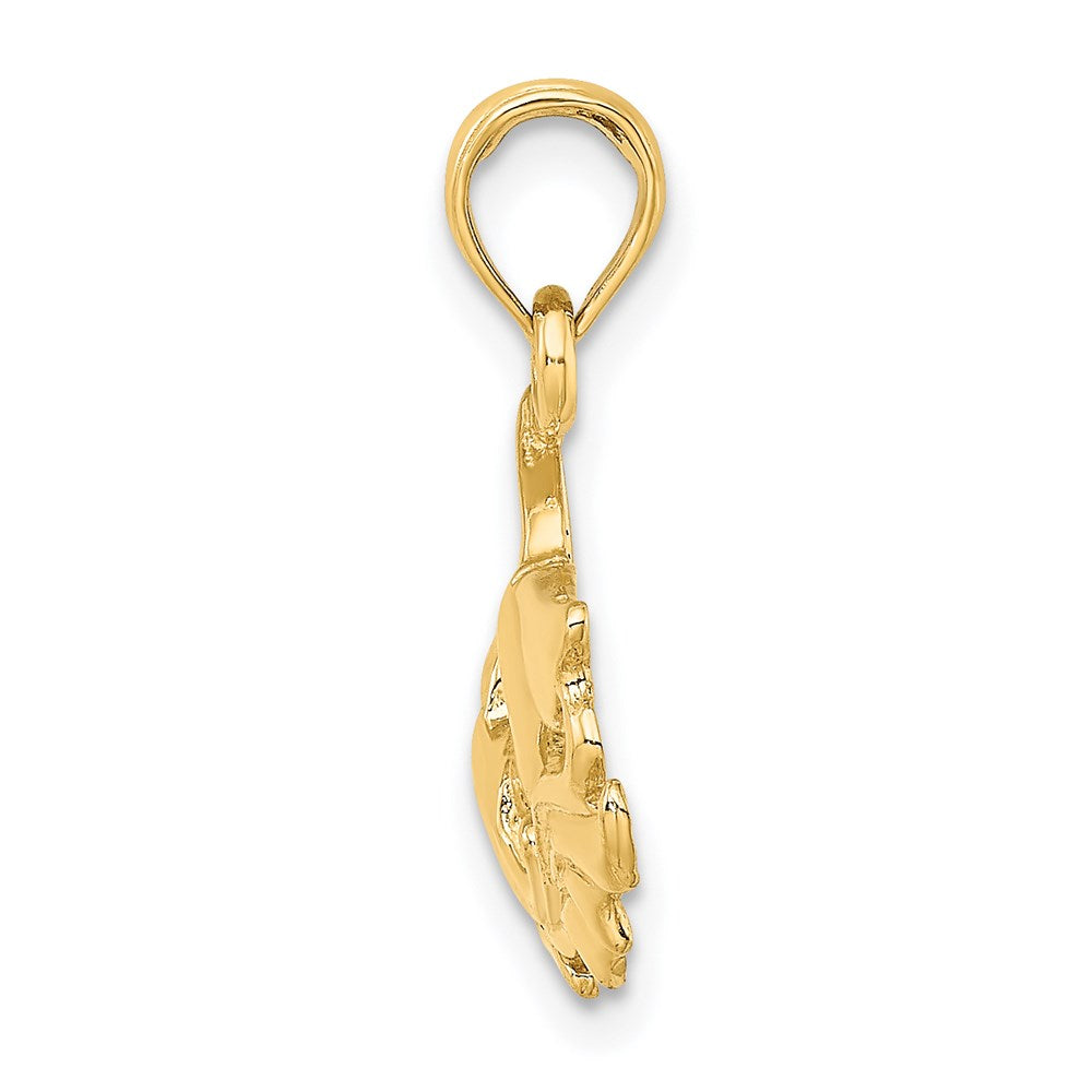 14K Gelbgold Charm Walflosse mit Wellen, poliert