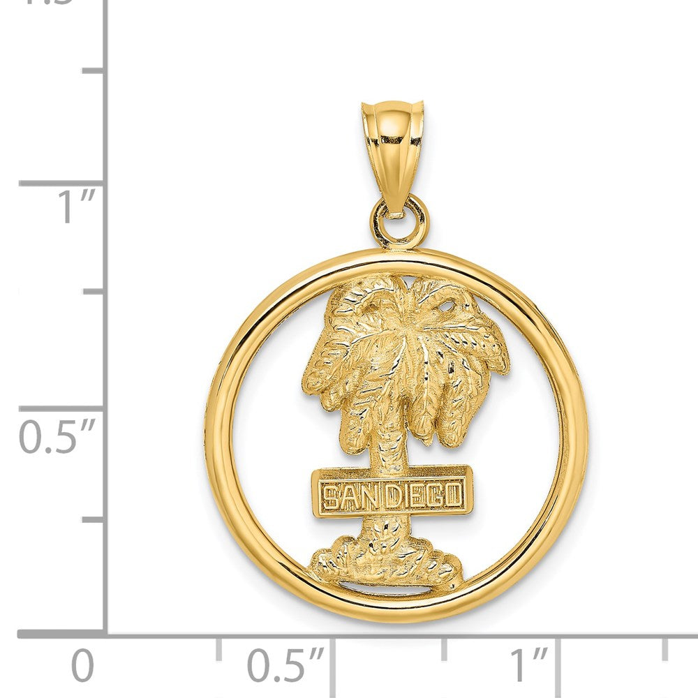 14K Gelbgold SAN DIEGO Palmen-Kreis-Charm