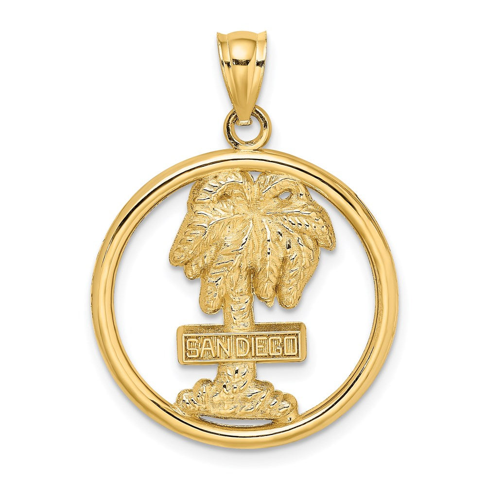 14K Gelbgold SAN DIEGO Palmen-Kreis-Charm