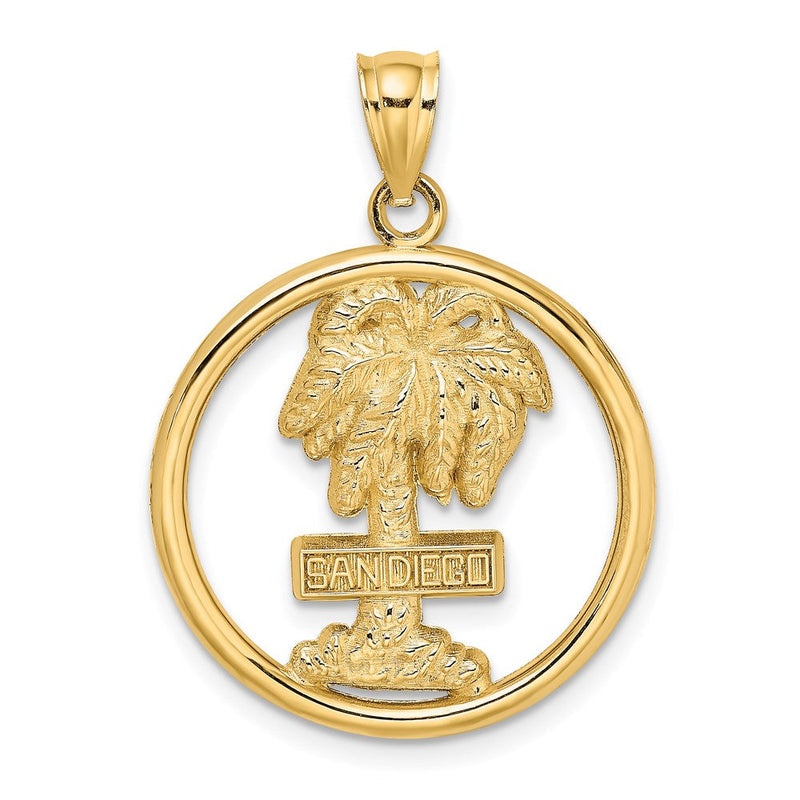 14K Gelbgold SAN DIEGO Palmen-Kreis-Charm