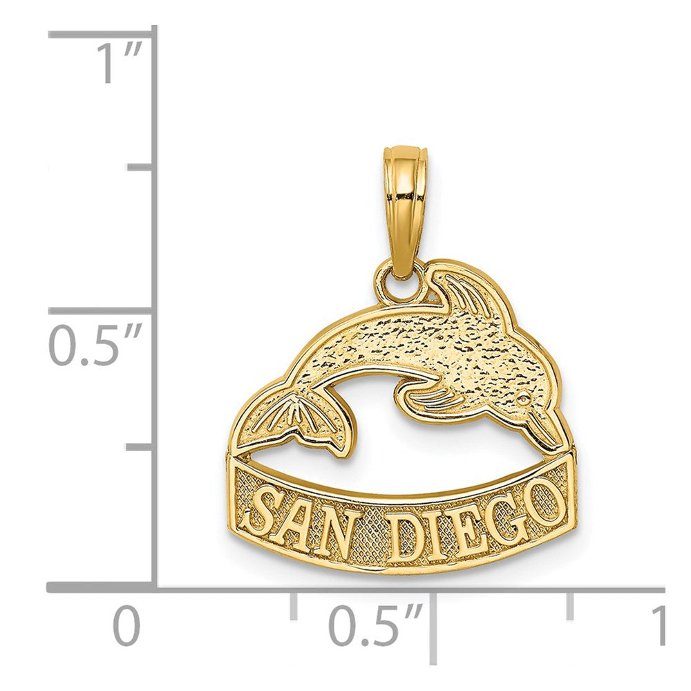 14K Gelbgold San Diego Banner Dolphins Charm