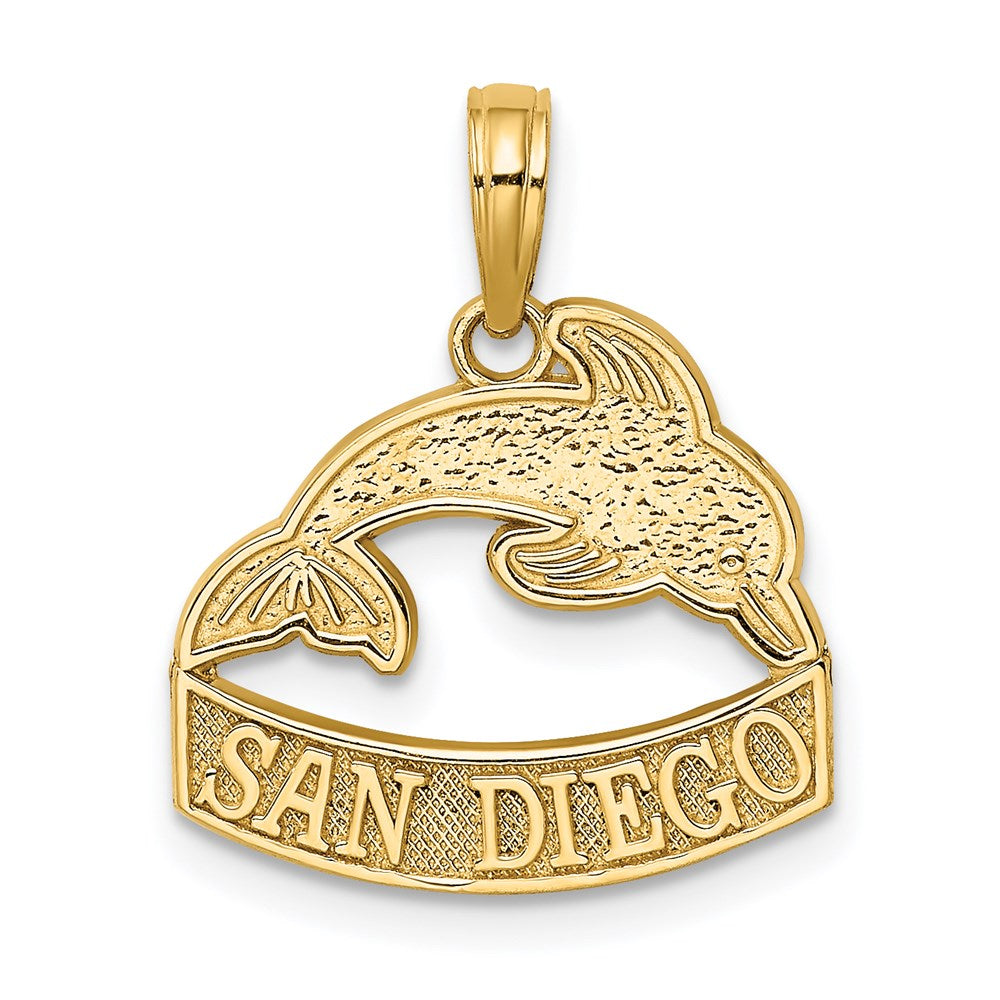 14K Gelbgold San Diego Banner Dolphins Charm