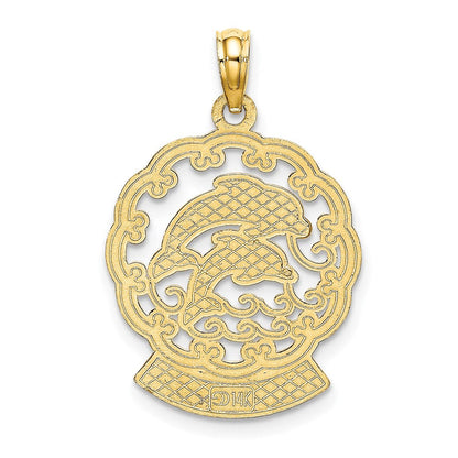 14K Gelbgold SAN DIEGO Charm mit Delfinen und Wellen