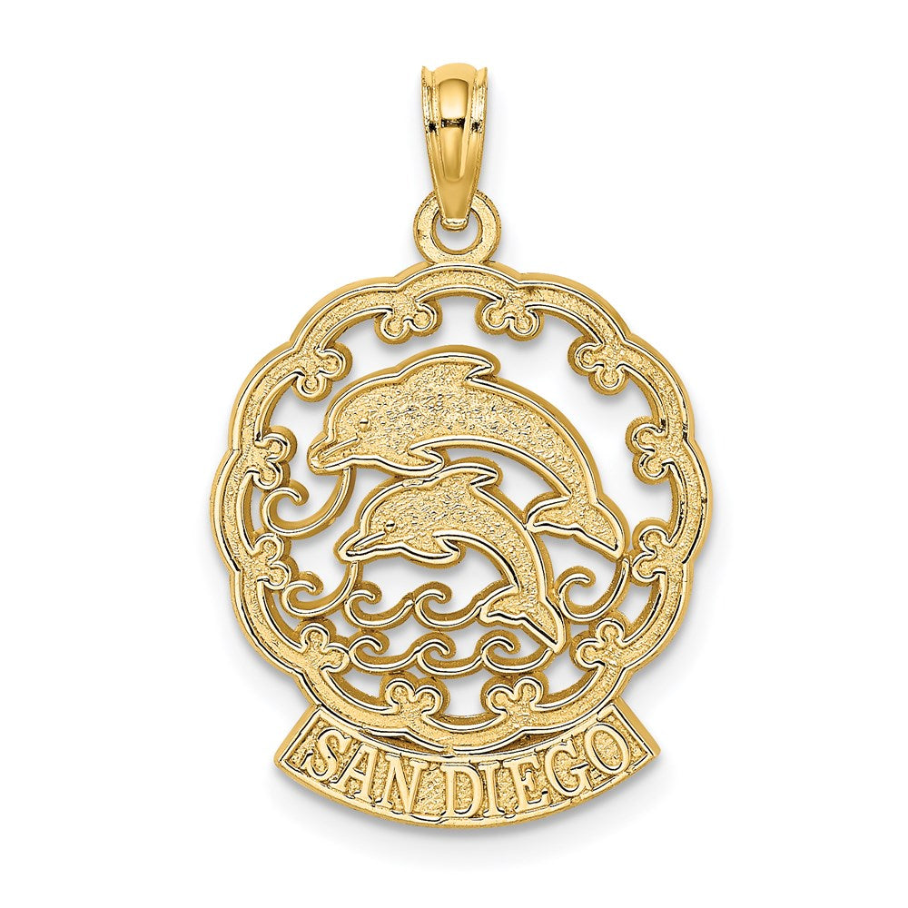 14K Gelbgold SAN DIEGO Charm mit Delfinen und Wellen