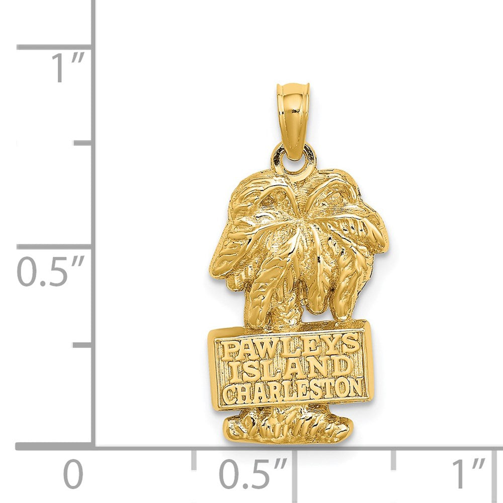 14k Gelbgold PAWLEYS ISLAND CHARLESTON Palme-Charm
