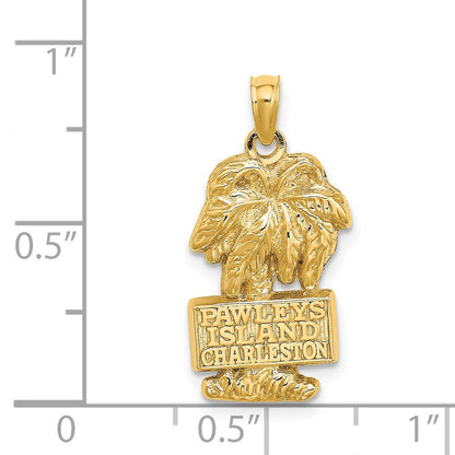 14k Gelbgold PAWLEYS ISLAND CHARLESTON Palme-Charm