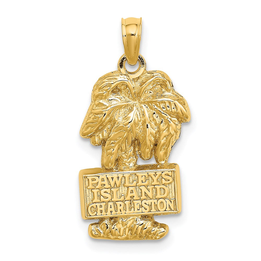 14k Gelbgold PAWLEYS ISLAND CHARLESTON Palme-Charm