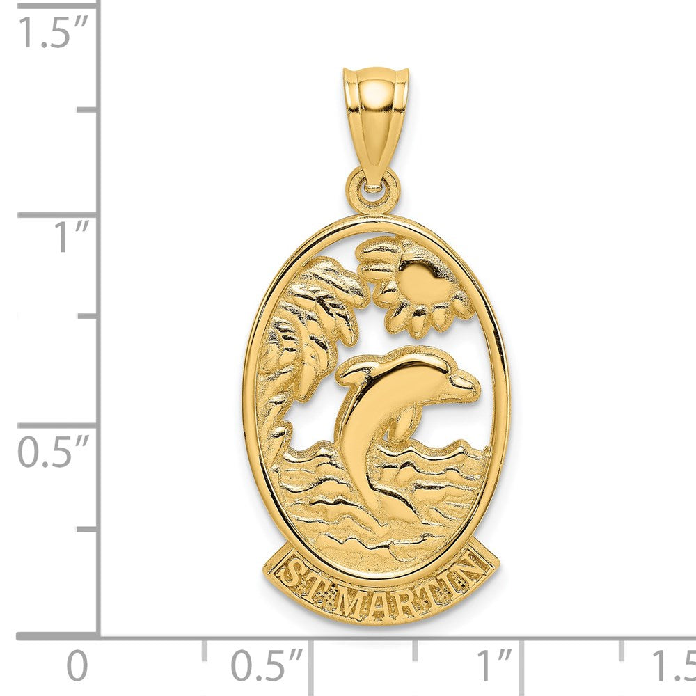 14K Gelbgold ST. MARTIN Charm mit Delfin-Sonnenuntergang
