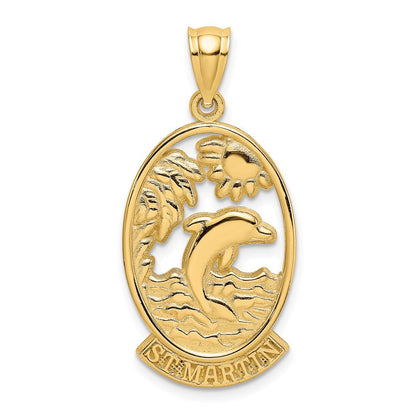 14K Gelbgold ST. MARTIN Charm mit Delfin-Sonnenuntergang