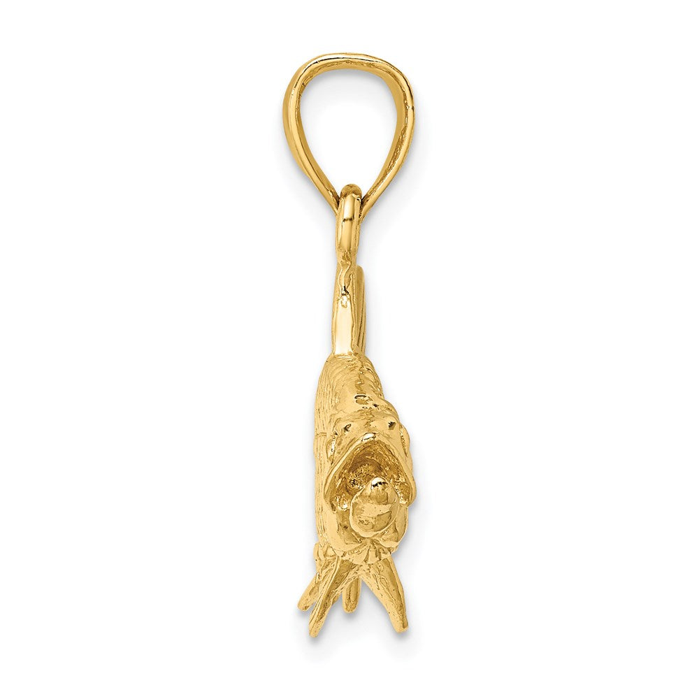 14K Gelbgold Anhänger/Charm Ochsenauge-Tarpun-Fisch, strukturiert, 3D