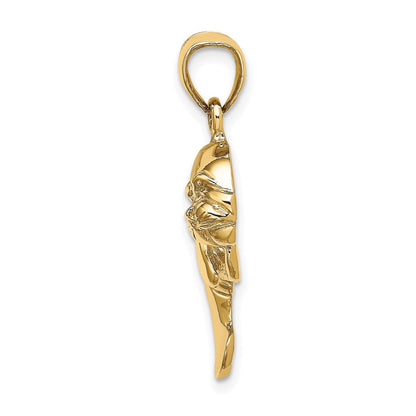 14K Gelbgold 2-D polierter Seekuh-Charm