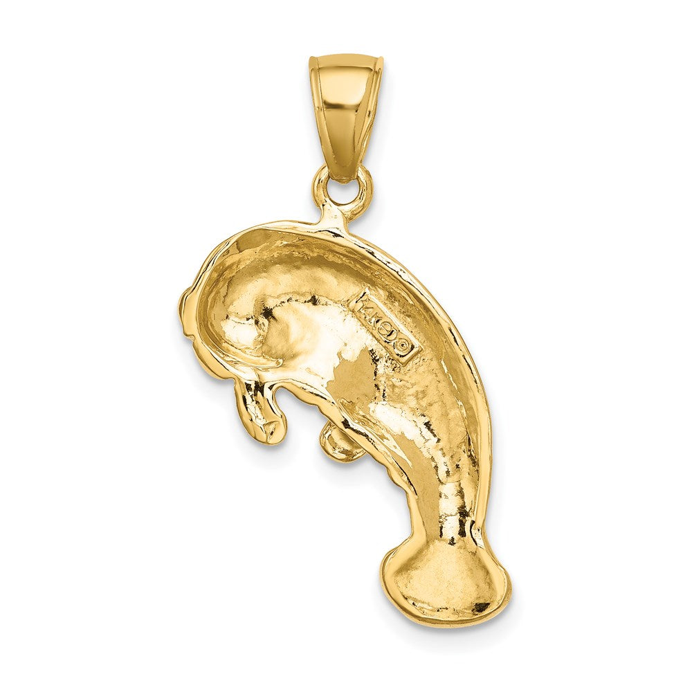 14K Gelbgold 2-D polierter Seekuh-Charm