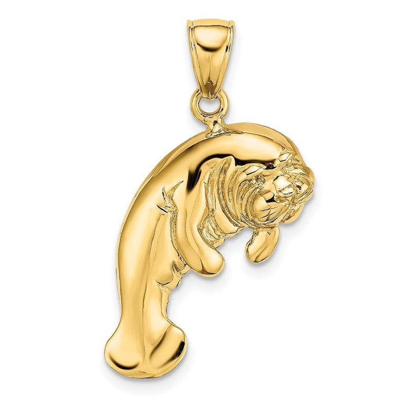 14K Gelbgold 2-D polierter Seekuh-Charm