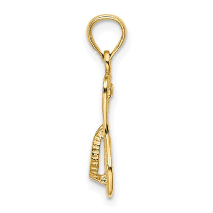 14K Gelbgold Strukturiert Straps Einfach Flip-flop Charm