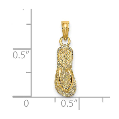 14K Gelbgold Strukturiert Straps Einfach Flip-flop Charm
