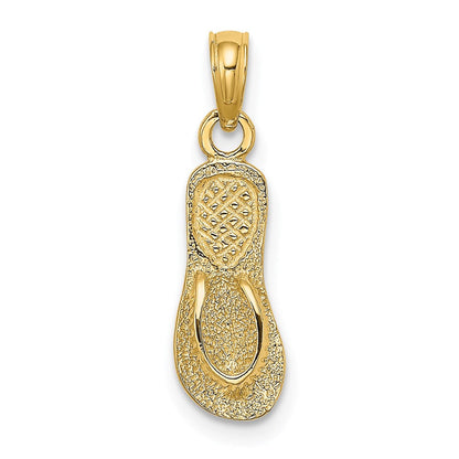 14K Gelbgold Strukturiert Straps Einfach Flip-flop Charm