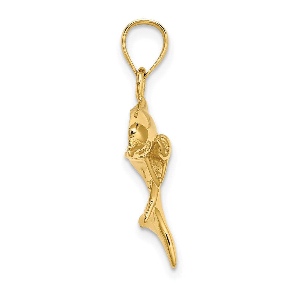 14K Gelbgold Delfin- und Baby-Charm, poliert
