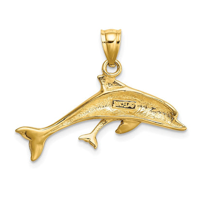 14K Gelbgold Delfin- und Baby-Charm, poliert