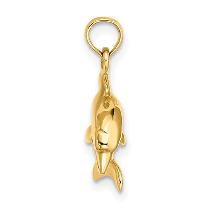 14K Gelbgold 3-d Delfin Springend Charm