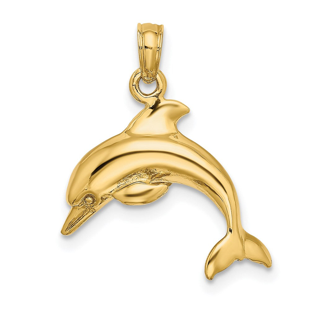 14K Gelbgold 3-d Delfin Springend Charm
