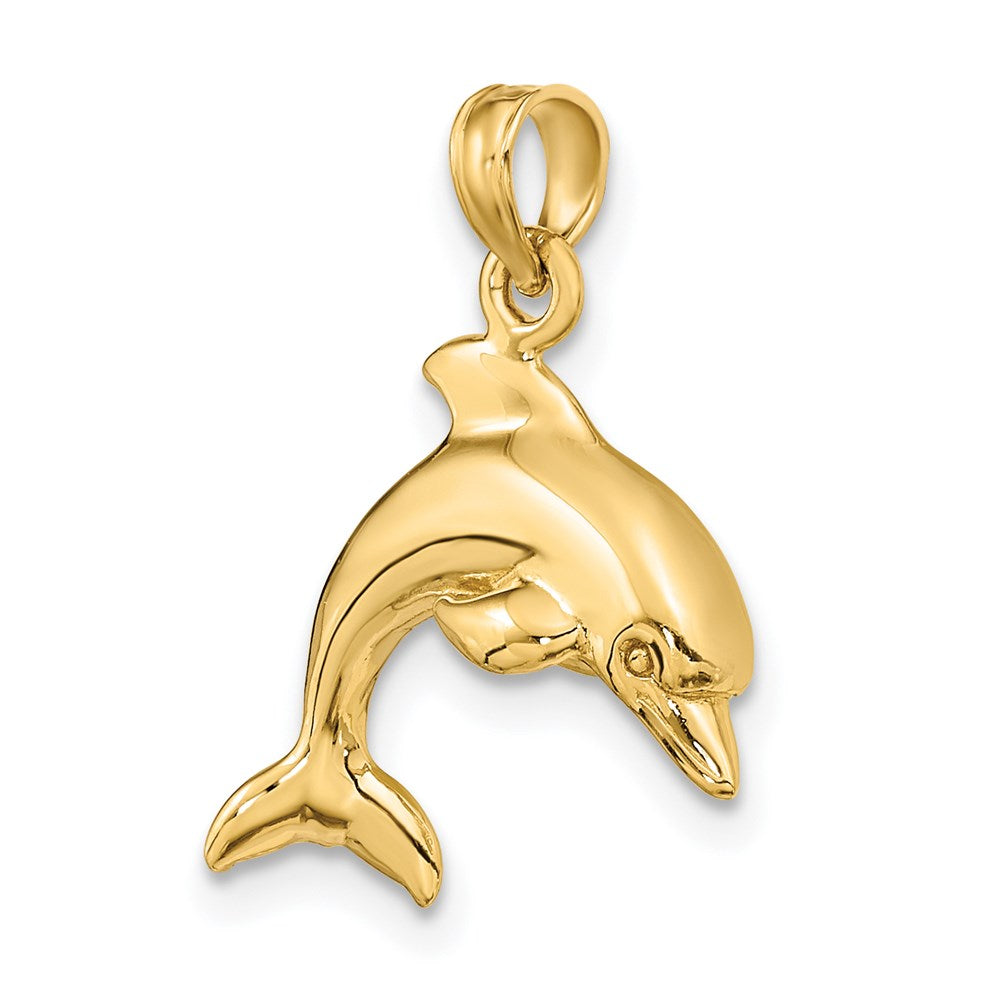 14K Gelbgold 3-d Delfin Springend Charm