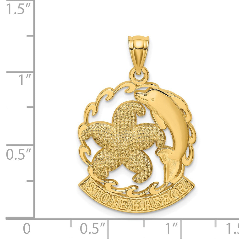14K Gelbgold Seestern- und Delfin-Charm STONE HARBOR