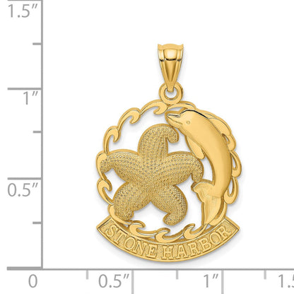 14K Gelbgold Seestern- und Delfin-Charm STONE HARBOR