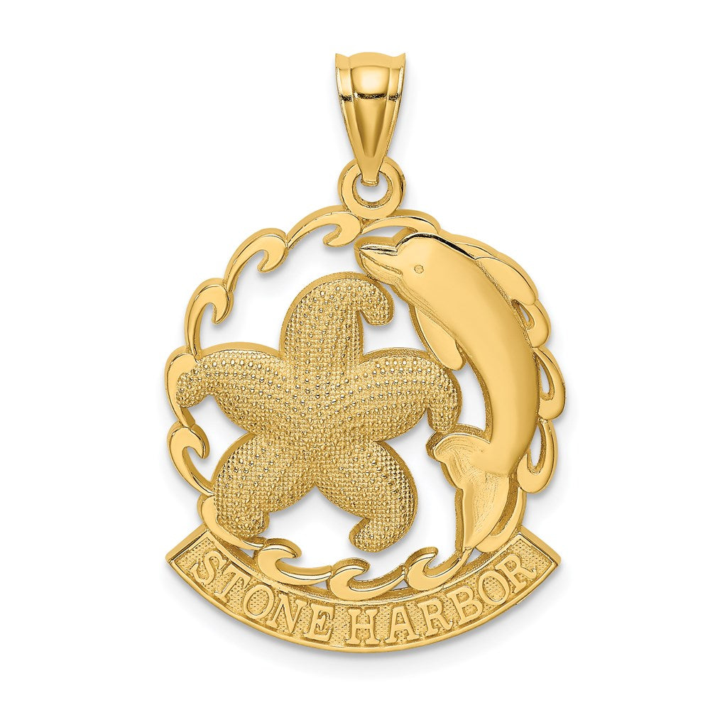 14K Gelbgold Seestern- und Delfin-Charm STONE HARBOR