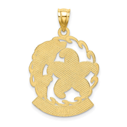 14K Gelbgold SEA ISLE Seestern- und Delfin-Charm