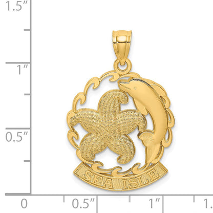 14K Gelbgold SEA ISLE Seestern- und Delfin-Charm