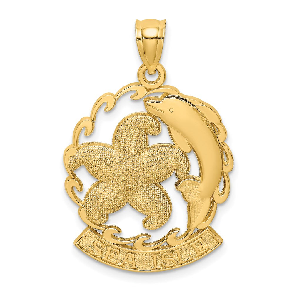 14K Gelbgold SEA ISLE Seestern- und Delfin-Charm