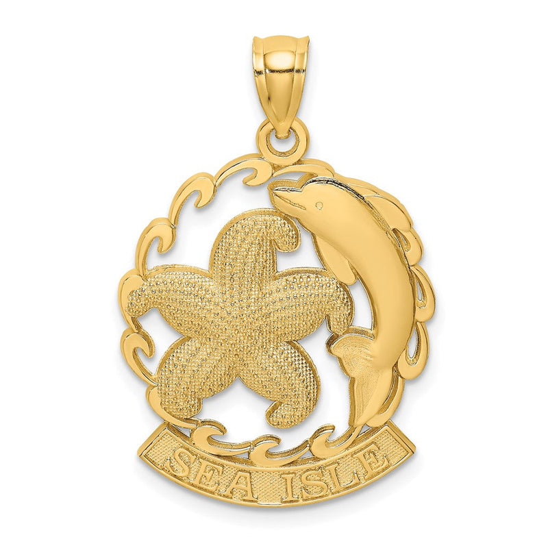 14K Gelbgold SEA ISLE Seestern- und Delfin-Charm