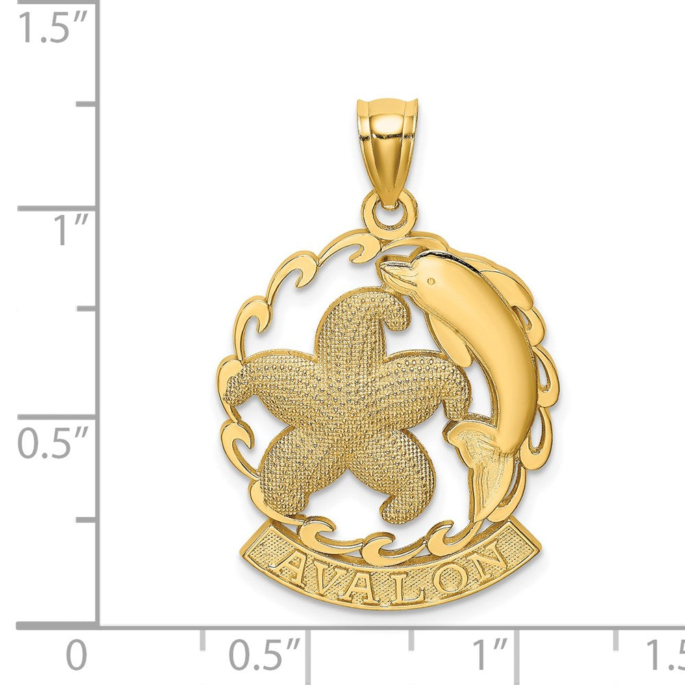 14K Gelbgold AVALON Anhänger mit Seestern- und Delfin-Charm