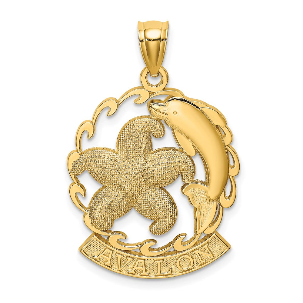 14K Gelbgold AVALON Anhänger mit Seestern- und Delfin-Charm