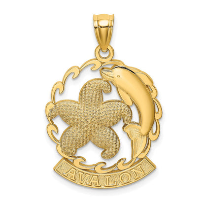 14K Gelbgold AVALON Anhänger mit Seestern- und Delfin-Charm