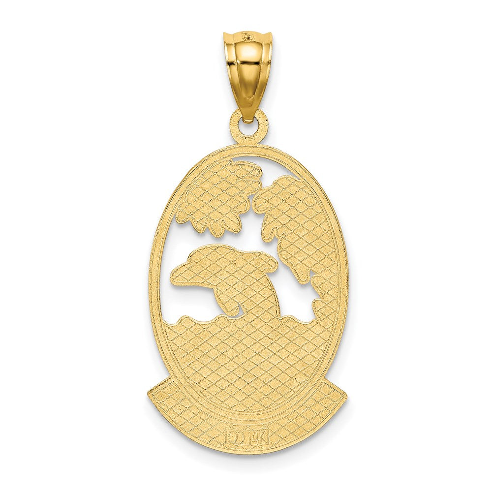 14K Gelbgold STONE HARBOR Charm mit Delfin-Sonnenuntergang