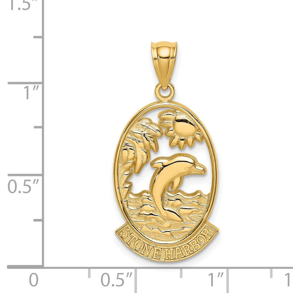 14K Gelbgold STONE HARBOR Charm mit Delfin-Sonnenuntergang
