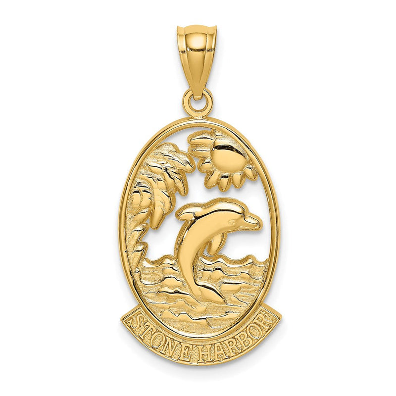 14K Gelbgold STONE HARBOR Charm mit Delfin-Sonnenuntergang