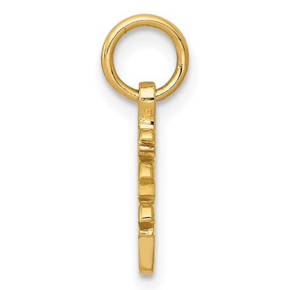 14K Gelbgold Massiv Poliert Chinese Lang Leben Charm