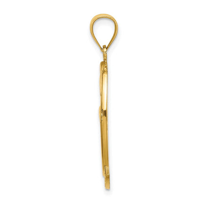 14K Gelbgold Charm „Insel im Meer" mit Delfin-Sonnenuntergangsszene