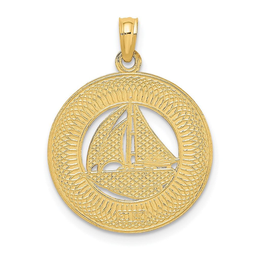 14K Gelbgold KEY WEST Segelboot-Kreis-Charm
