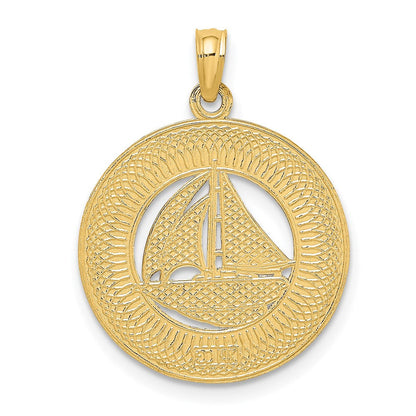 14K Gelbgold KEY WEST Segelboot-Kreis-Charm
