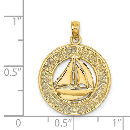 14K Gelbgold KEY WEST Segelboot-Kreis-Charm
