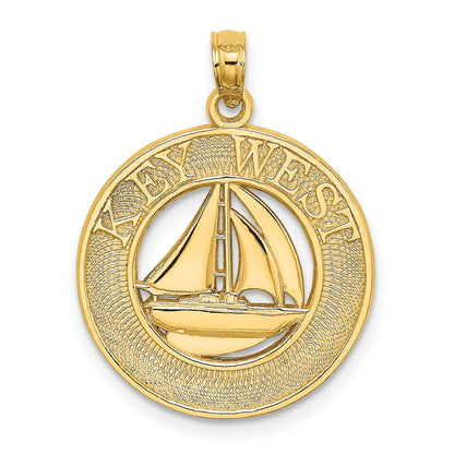 14K Gelbgold KEY WEST Segelboot-Kreis-Charm