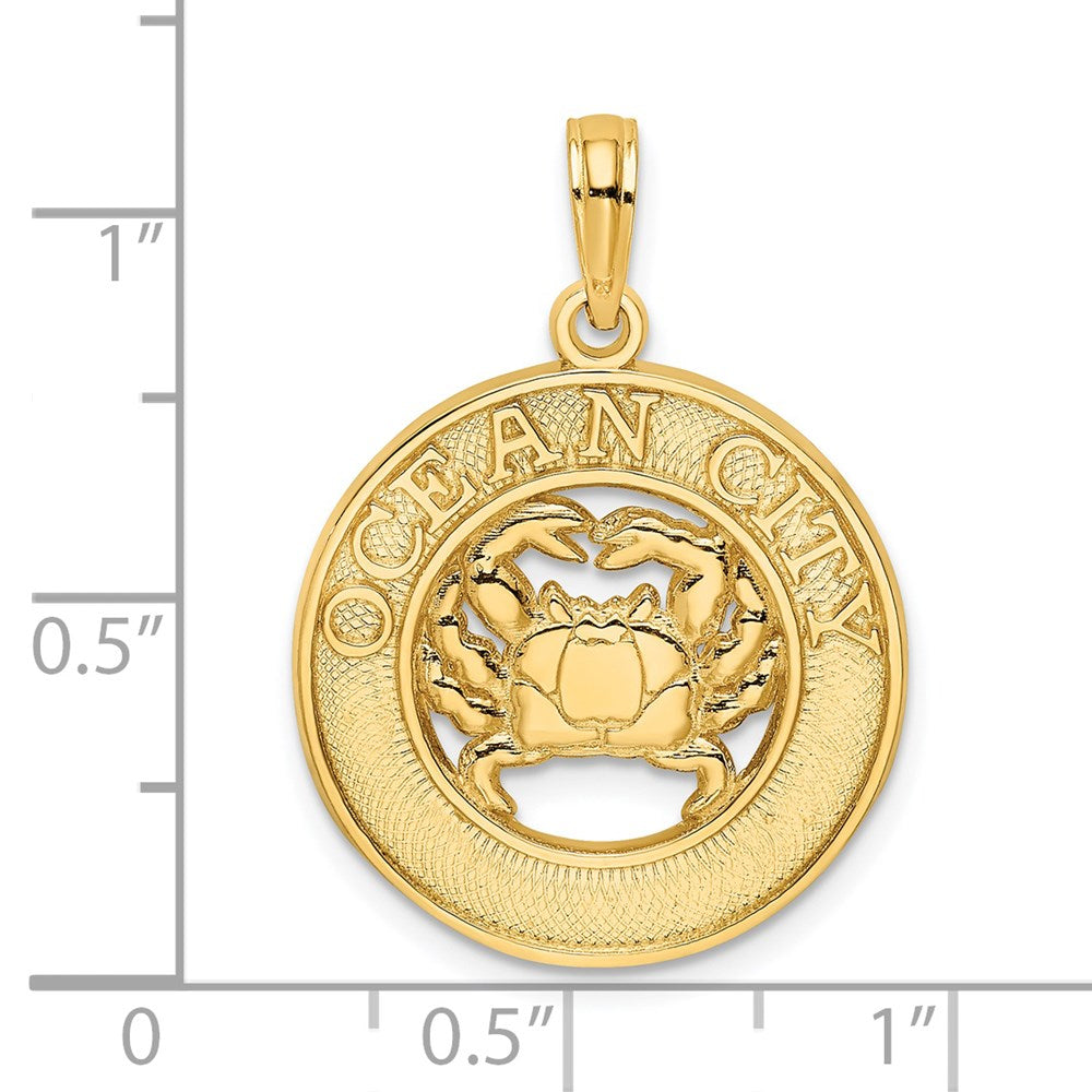 14K Gelbgold OCEAN CITY Anhänger mit Krabben-Charm