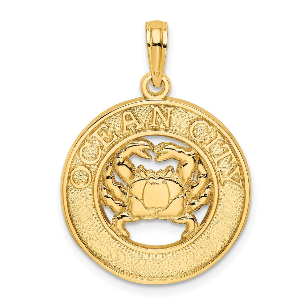 14K Gelbgold OCEAN CITY Anhänger mit Krabben-Charm