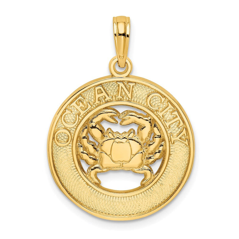 14K Gelbgold OCEAN CITY Anhänger mit Krabben-Charm
