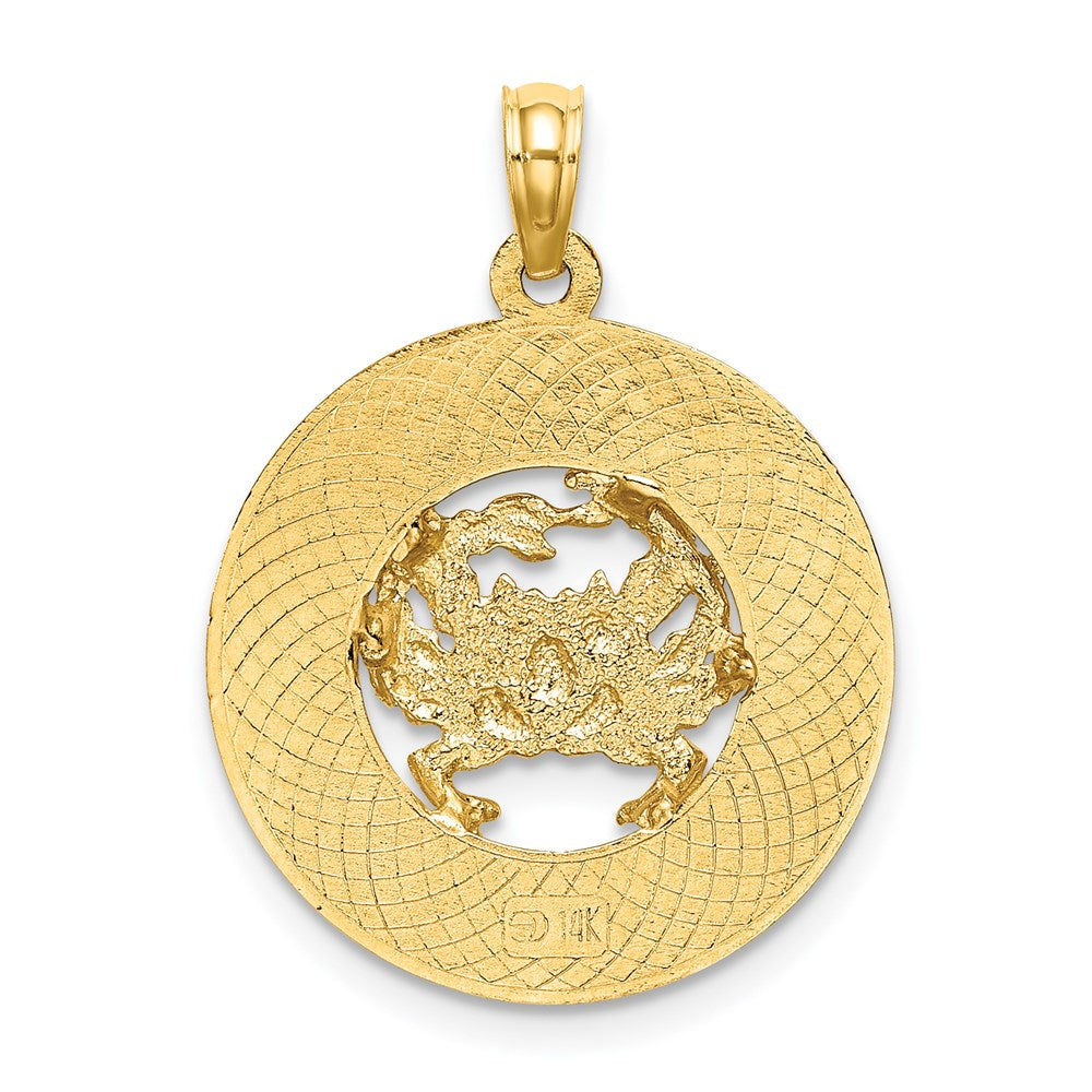 14K Gelbgold Anhänger „OCEAN CITY NJ" mit Krabbe